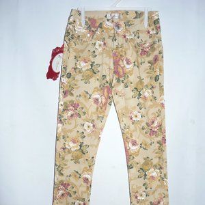 Woman's jeans khaki floral skinny classic style